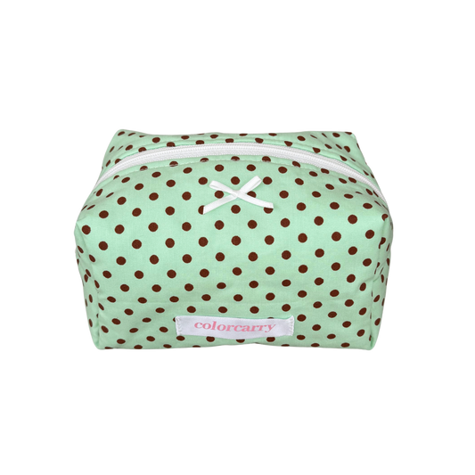 Small mint green polka dot pouch, ready for your daily essentials, Colorcarry