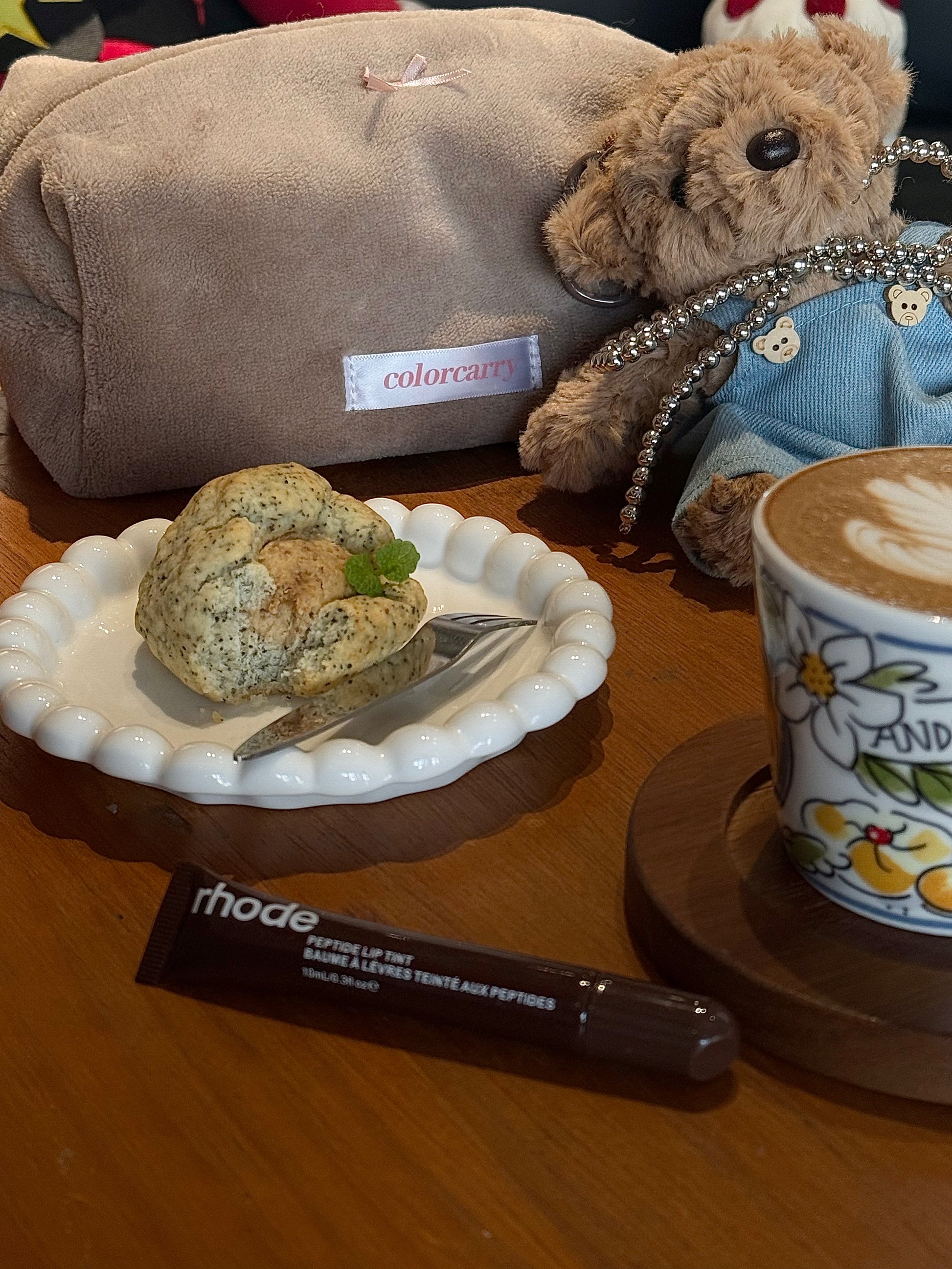 Soft coral fleece brownmakeup bag, Colorcarry brand