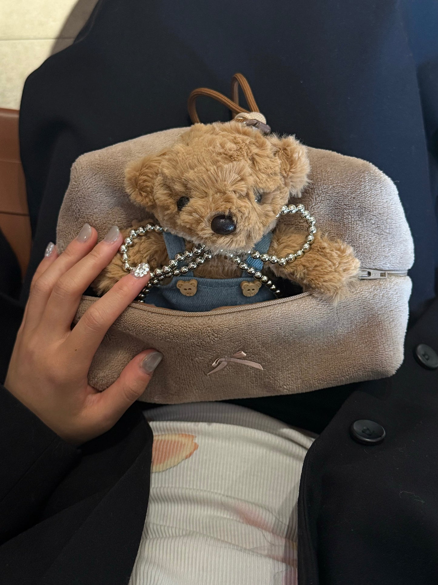 Lightweight brown makeup bag, Coral Bloom by Colorcarry