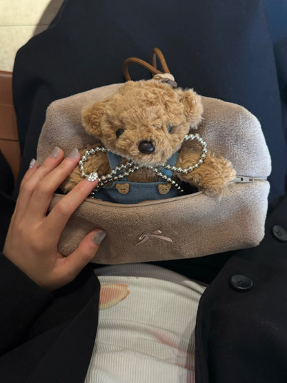 Lightweight brown makeup bag, Coral Bloom by Colorcarry