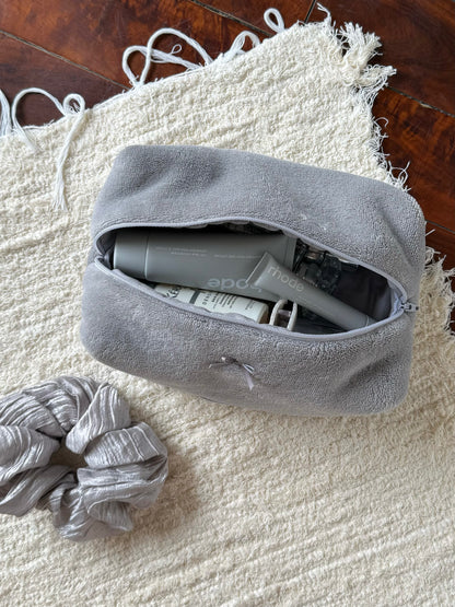 Soft coral fleece grey makeup bag, Colorcarry brand
