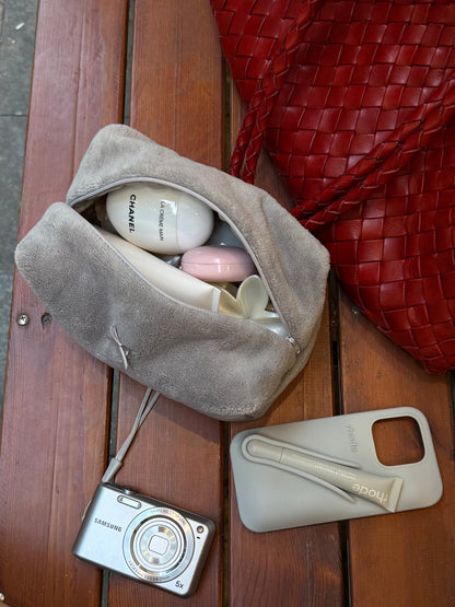 Lightweight grey makeup bag, Coral Bloom by Colorcarry