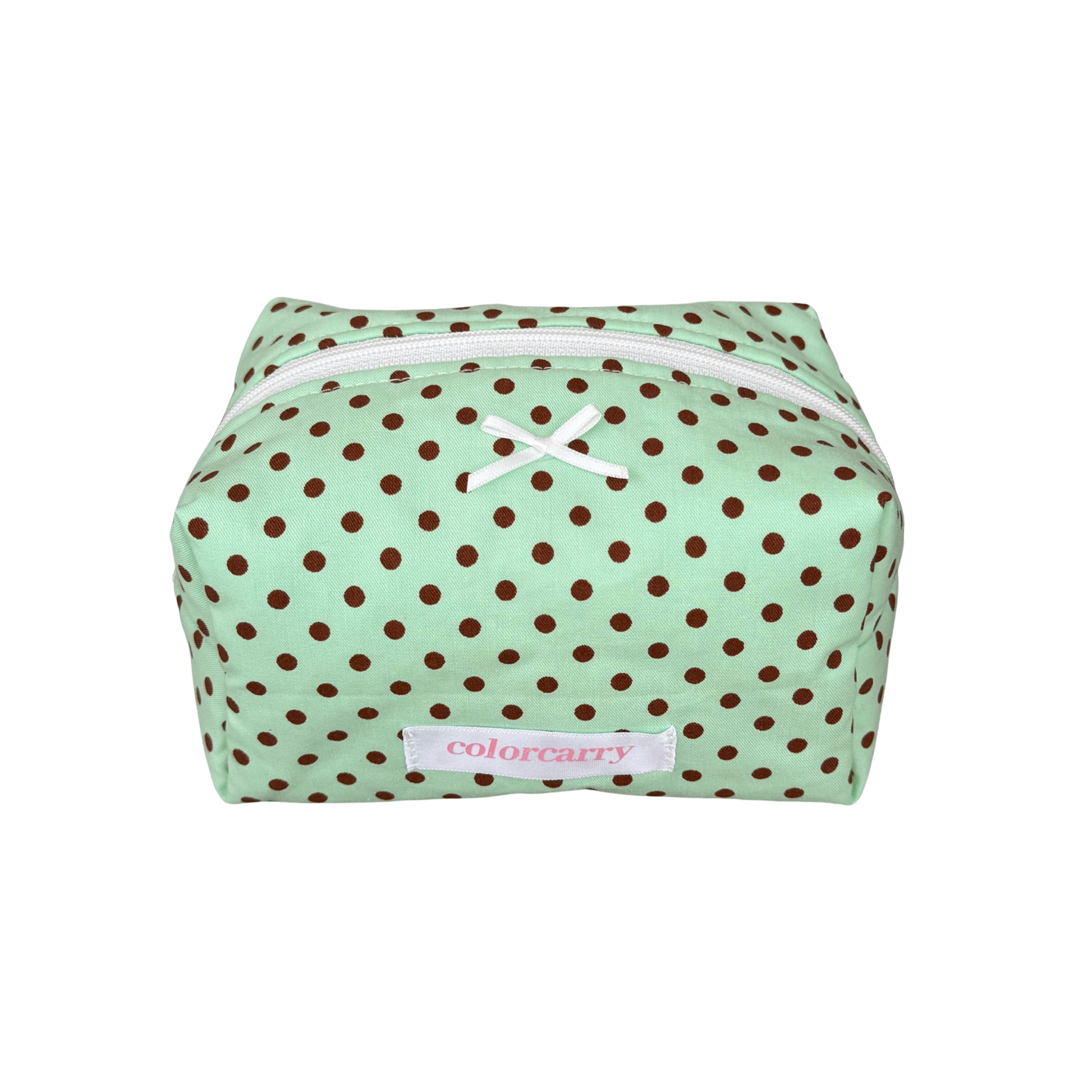 Small mint green polka dot pouch, ready for your daily essentials, Colorcarry