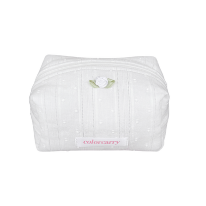 White lace jacquard makeup pouch, small size, Colorcarry