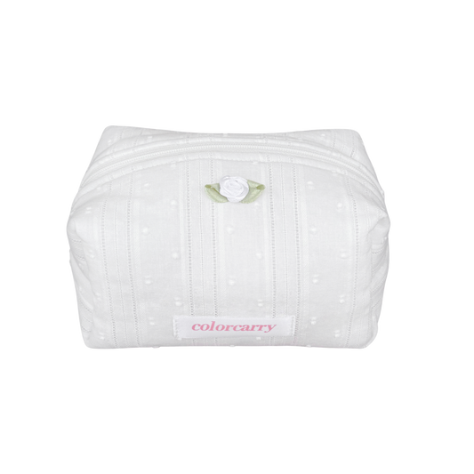 White lace jacquard makeup pouch, small size, Colorcarry