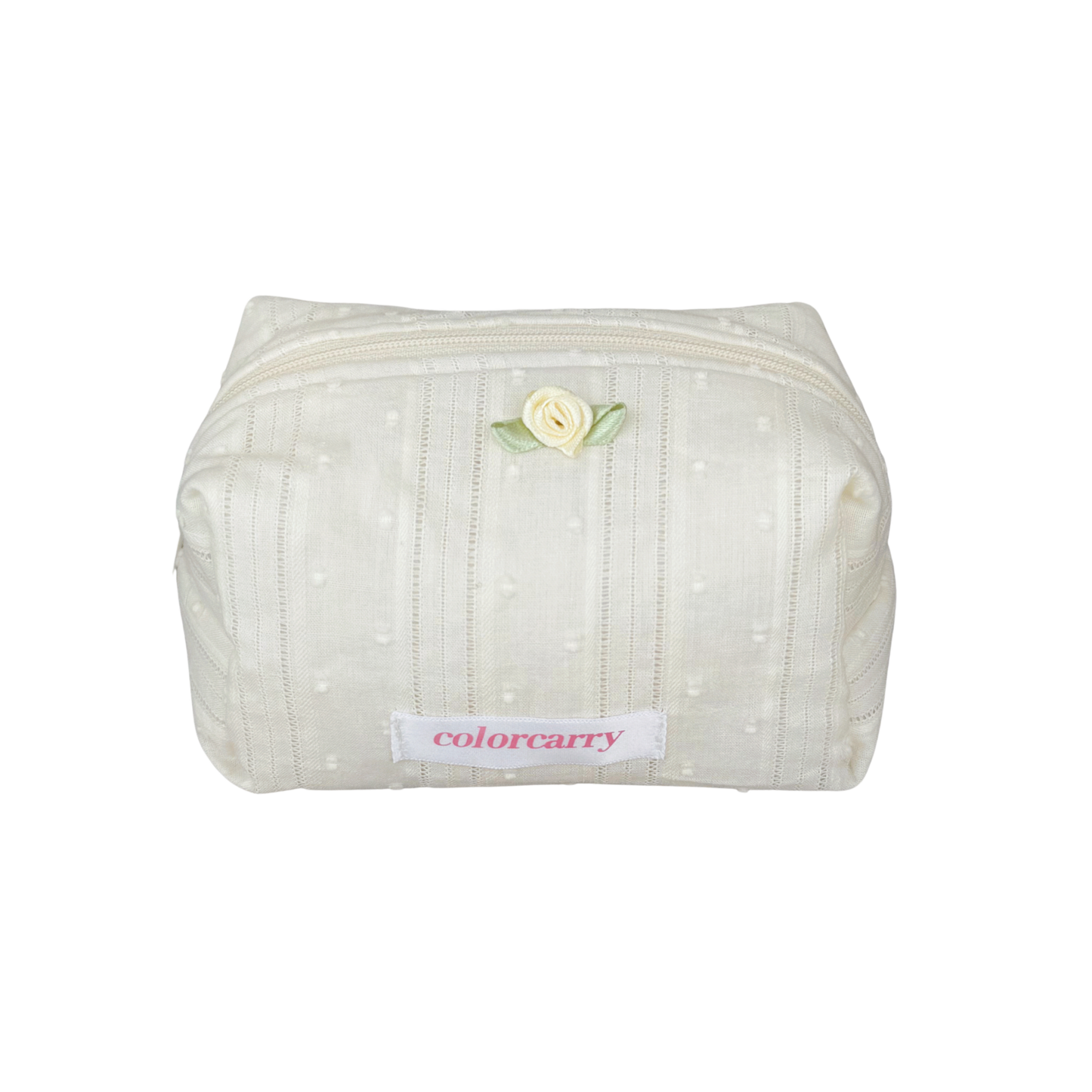 Beige lace jacquard makeup pouch, small size, Colorcarry