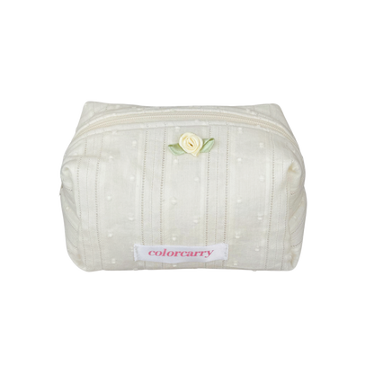 Beige lace jacquard makeup pouch, small size, Colorcarry
