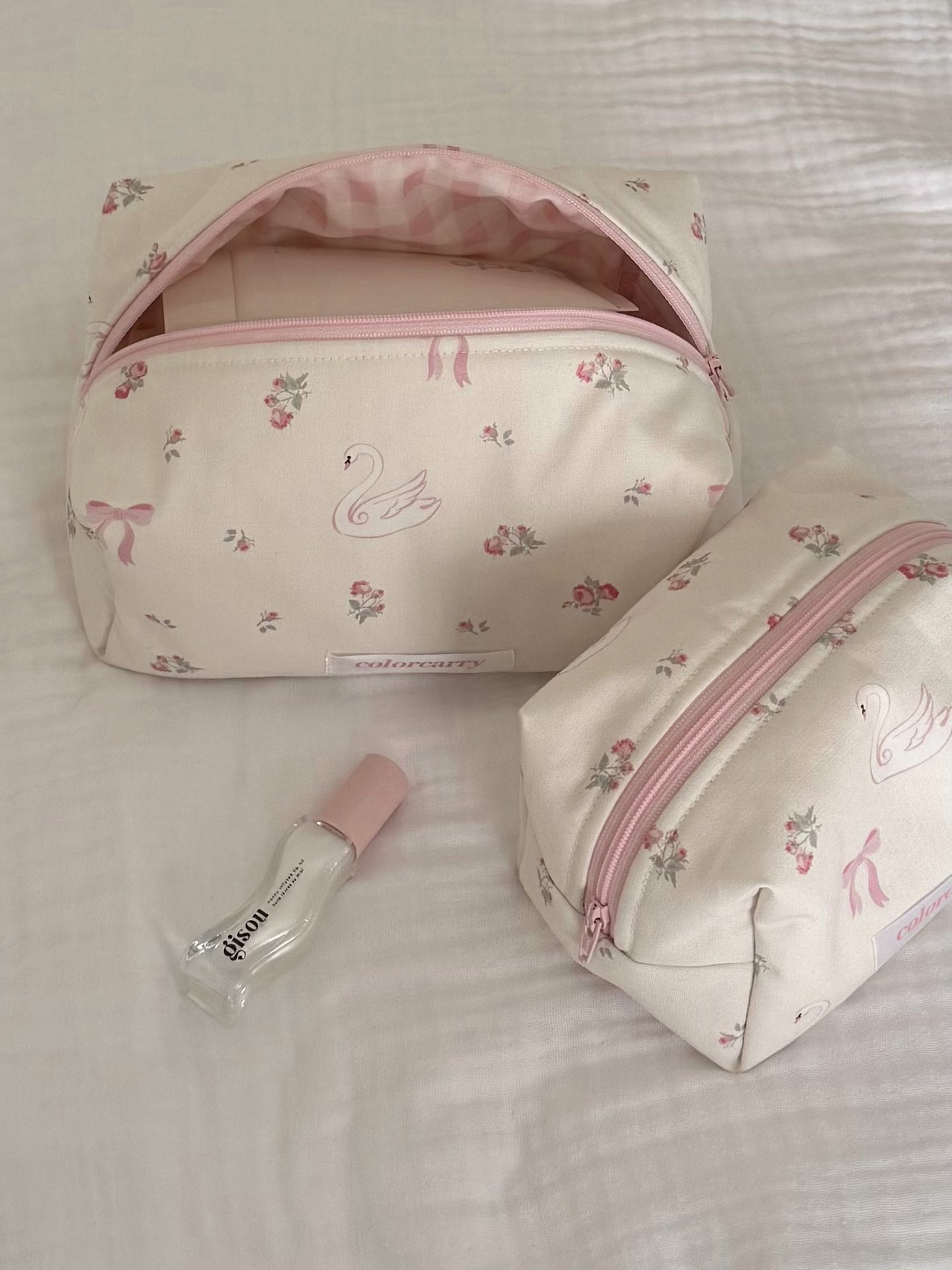 Pink Swan Canvas Pouch, lightweight and portable, Colorcarry