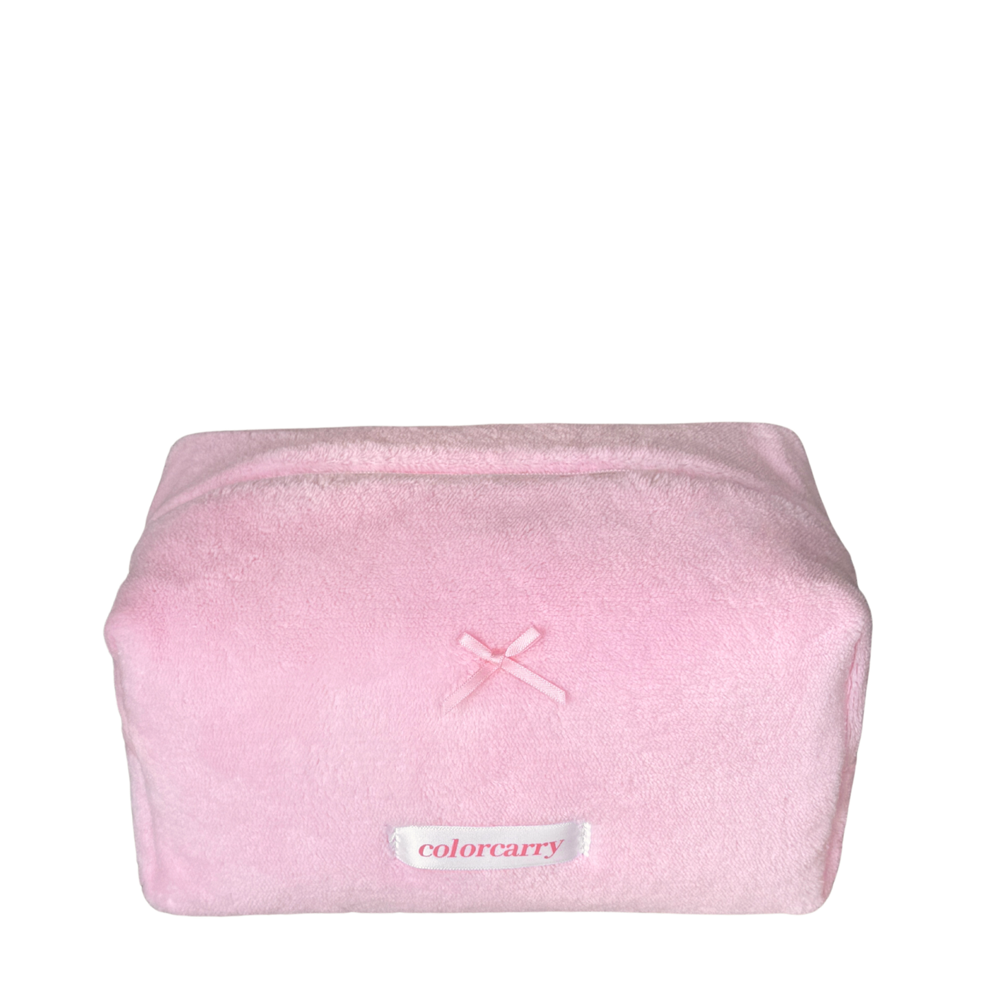 Coral Bloom pink makeup bag, soft coral fleece, Colorcarry
