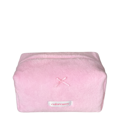 Coral Bloom pink makeup bag, soft coral fleece, Colorcarry
