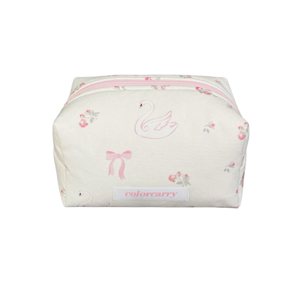 Swan Canvas Pouch pink, small size, soft canvas with swan design, Colorcarry