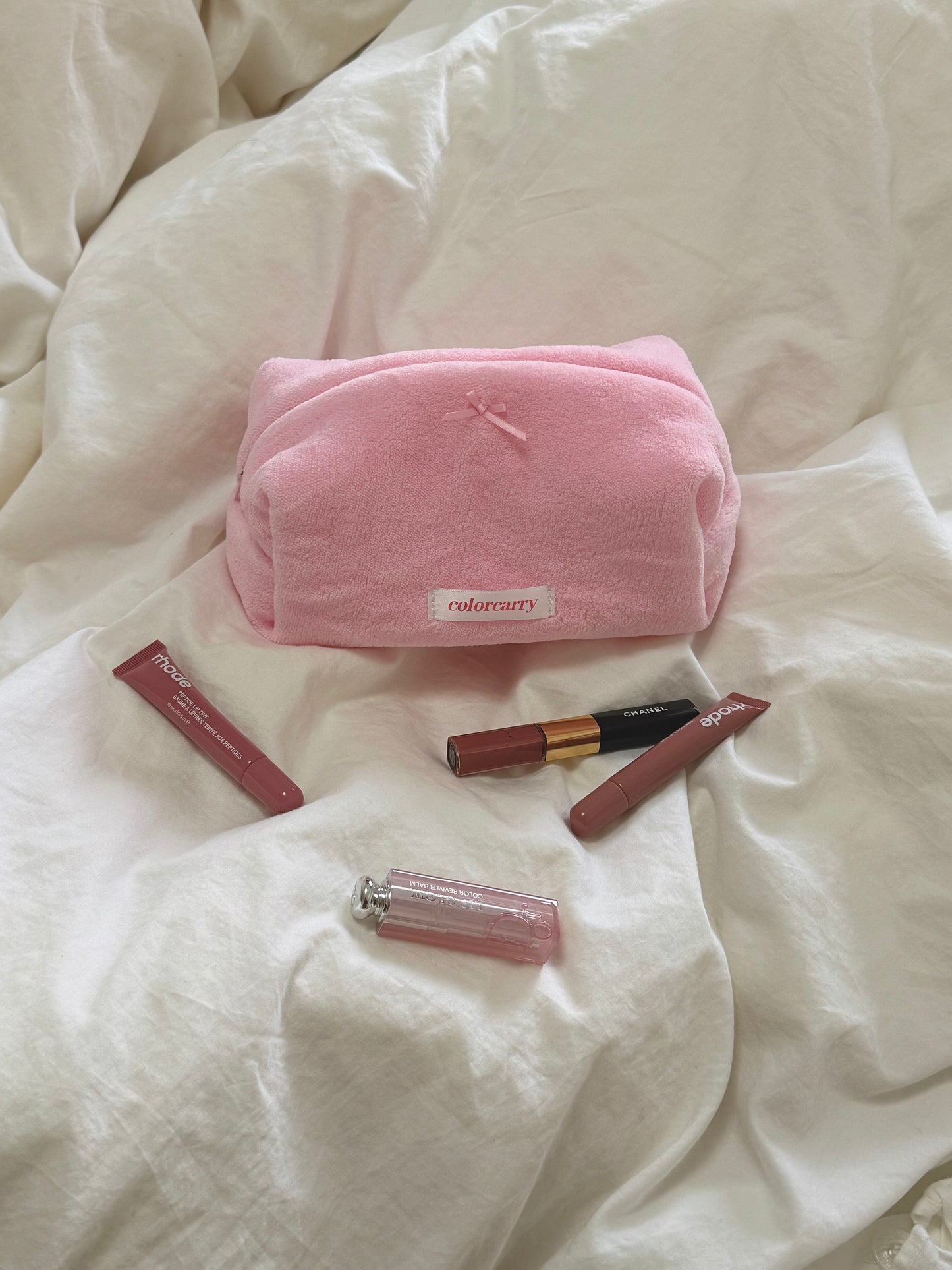 Soft coral fleece pink makeup bag, Colorcarry brand
