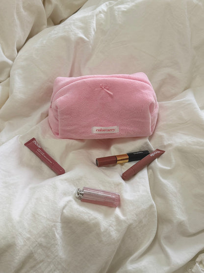 Soft coral fleece pink makeup bag, Colorcarry brand